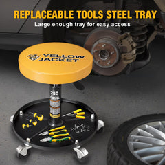 Yellow Jacket five-caster base glides smoothly across shop floors
