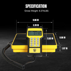 YELLOW JACKET scale supports all refrigerants and tanks for versatile measurement