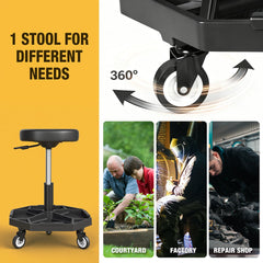 Yellow Jacket rolling seat ideal for auto repair in garage or workshop
