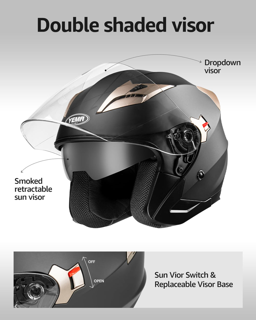 YEMA YM-627 side view with DOT certification for safer rides.
