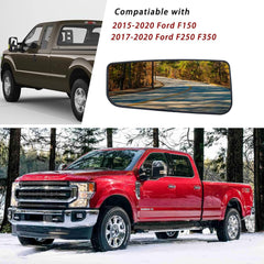 Yeparie left driver-side heated lower mirror glass for Ford F-250/F-350 enhances cold weather clarity.