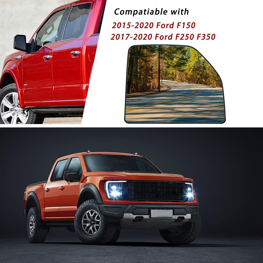 Yeparie towing mirror convex glass for F-250/F-350 widens rear view while towing