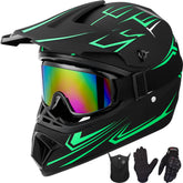 Yesmotor youth motocross helmet green front view for lightweight protection
