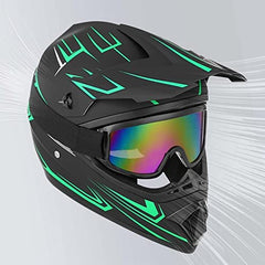 Yesmotor youth motocross helmet green side view for head protection