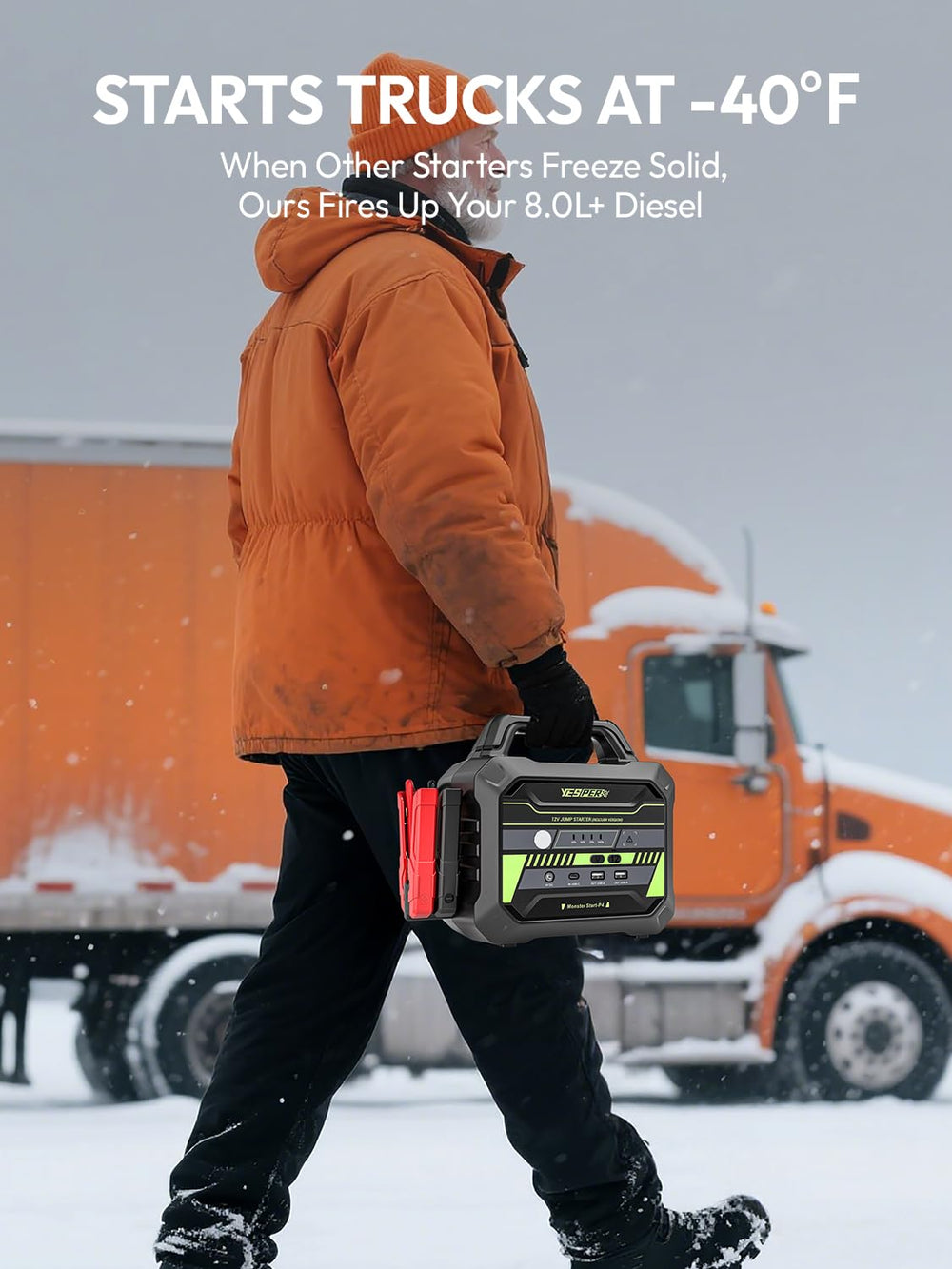 YESPER 78000mAh jump starter ready for extreme temperatures from arctic to desert