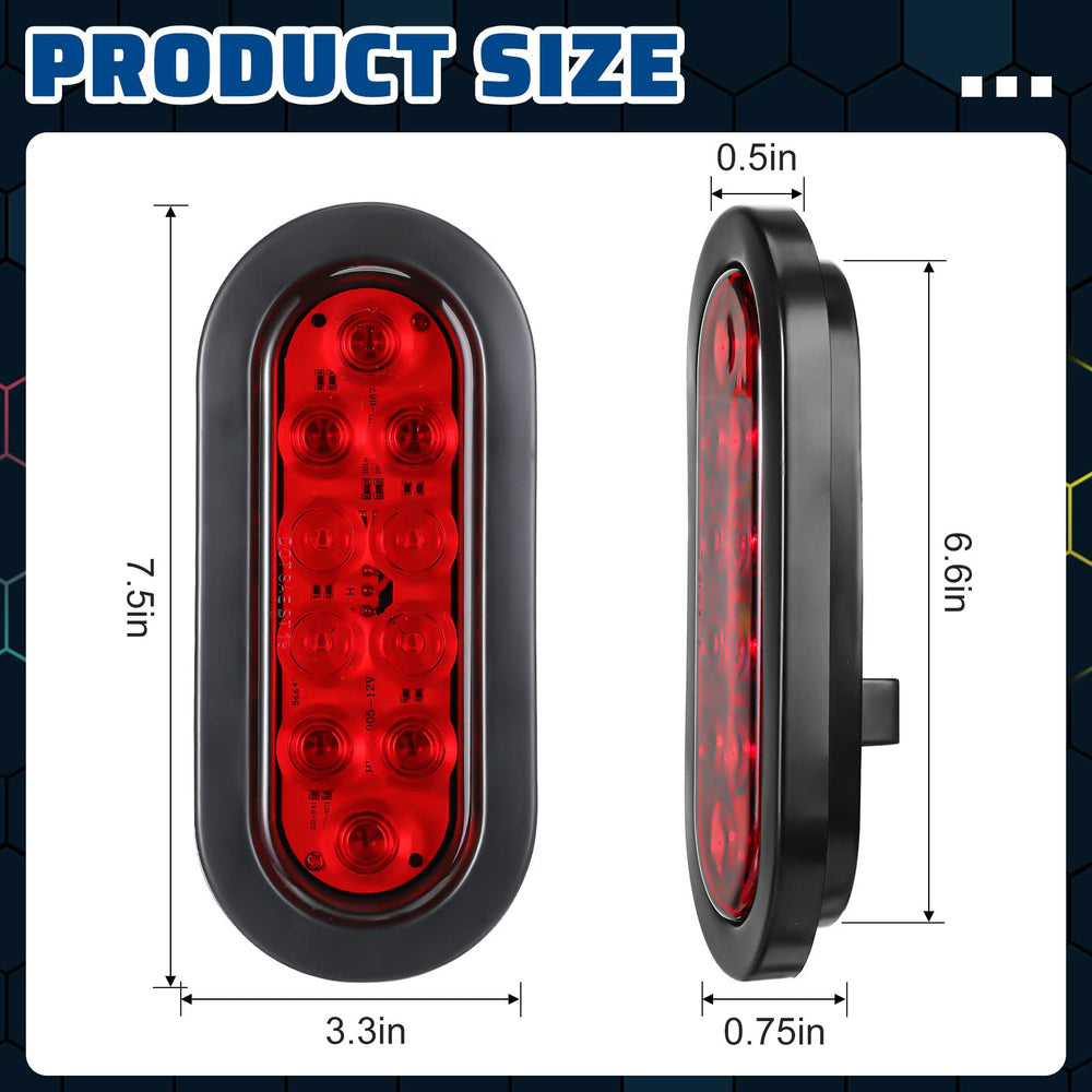 Yexiya oval LED trailer light close-up shows 10 LEDs for bright visibility.