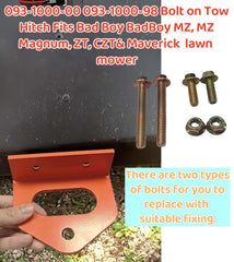 YFZS bolt-on tow hitch on Bad Boy Maverick with towing capability