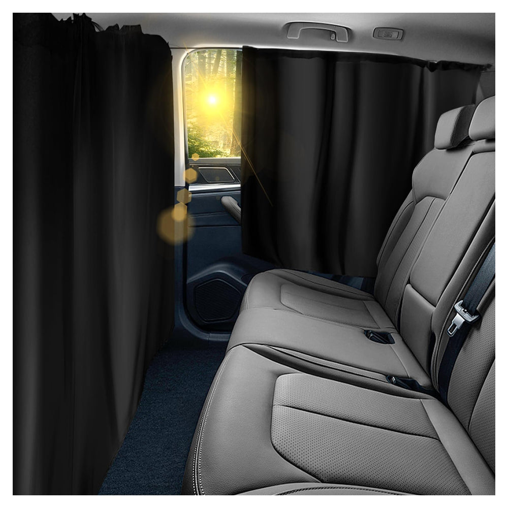 YGDMD divider curtain blocks glare and privacy inside the car.