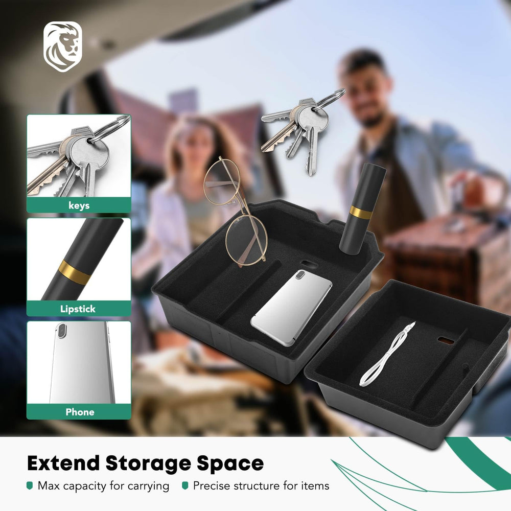 YHTAUTO center console organizer stays slim yet sturdy for daily items.