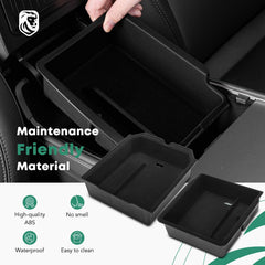 YHTAUTO center console organizer helps declutter by hiding small items neatly.