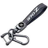 YHKEJI genuine leather keychain with 370Z emblem for easy key organization.