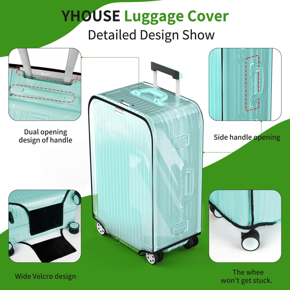 YHOUSE reusable PVC luggage cover designed for multiple trips.