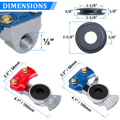 YiaChuii Glad Hands blue service and red emergency in close-up highlight color coding for quick identification.
