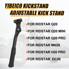 YIBEICO kickstand for Ridstar Q20 Pro adds strong, reliable support for heavier e-bikes.