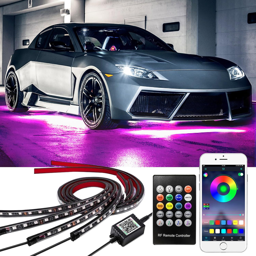 Yielinth underglow kit underbody strips assembly for customizable vehicle styling.