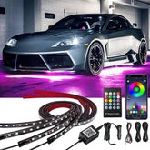 Yielinth underbody lights illuminate your car with a vibrant, multicolor glow.