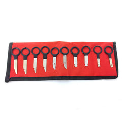 Durable metal car radio tools reduce risk of dash damage.