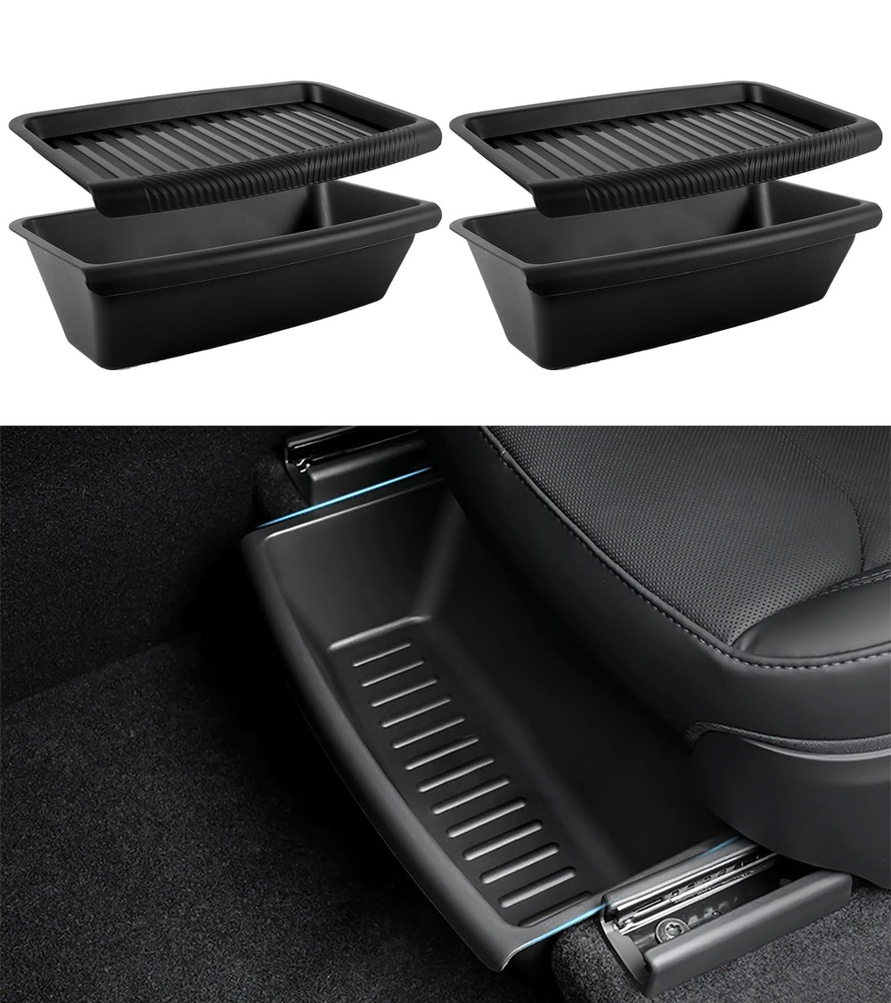Yieokei under-seat storage box lid open, easy access to organized space.