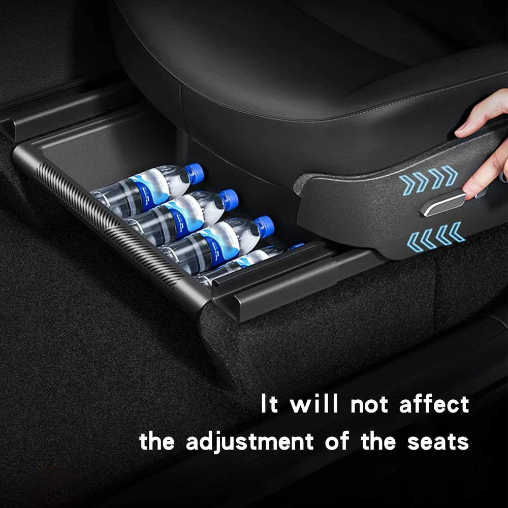 Yieokei 2-pack under-seat storage boxes for Model Y, organized and discreet.