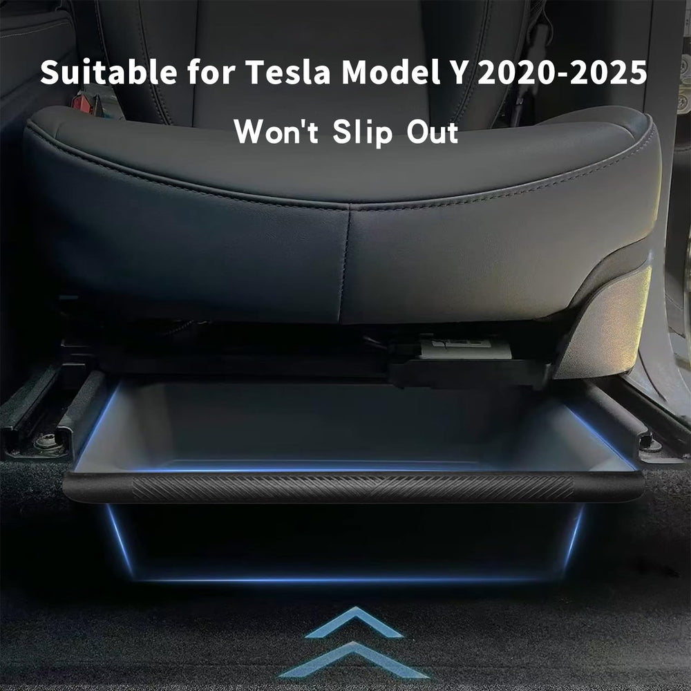 Yieokei privacy storage in Model Y, keeps drinks and small items neatly hidden.