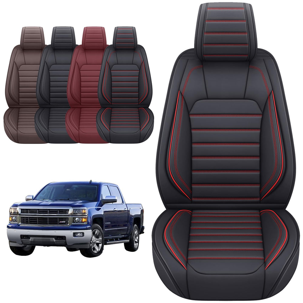 YIERTAI Chevy Sierra seat cover airbag cutouts, allows safe belt buckle access