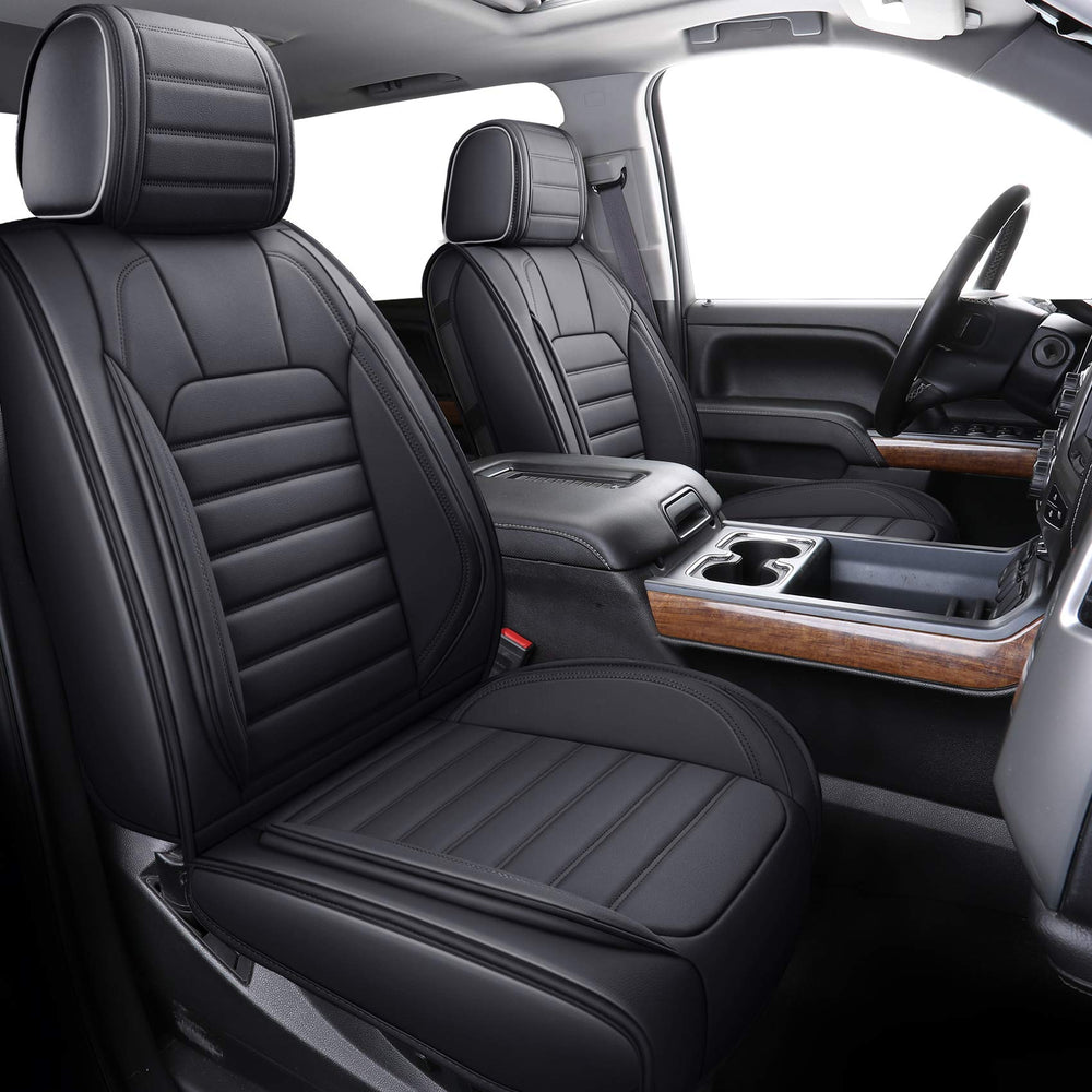 YIERTAI Chevy Silverado full-set black seat covers for front seats