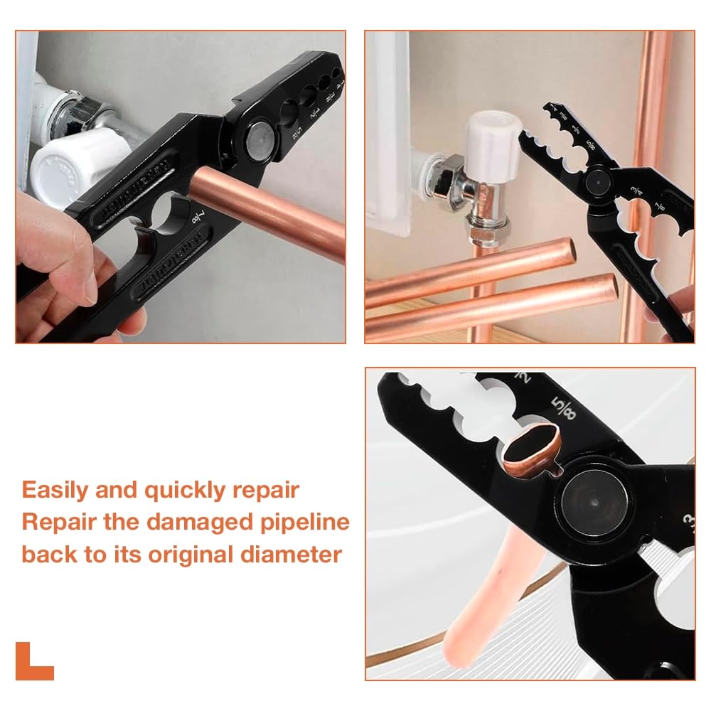 YiJAYiCAMA clamp-and-straighten action on damaged copper tube for quick restoration.