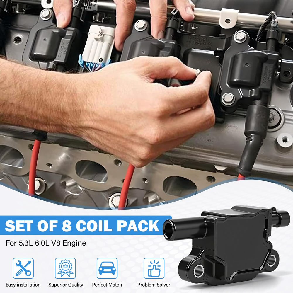 Yikesai ignition coil pack for Chevy/GMC, supports 5.3L/6.0L V8 performance.