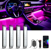 YiLaie interior car lights strip glowing multicolor under dash for mood lighting