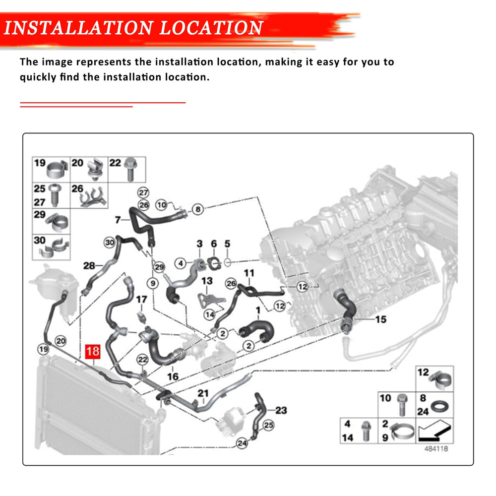 YINAVAGAD packaging includes one upper radiator hose for easy replacement.