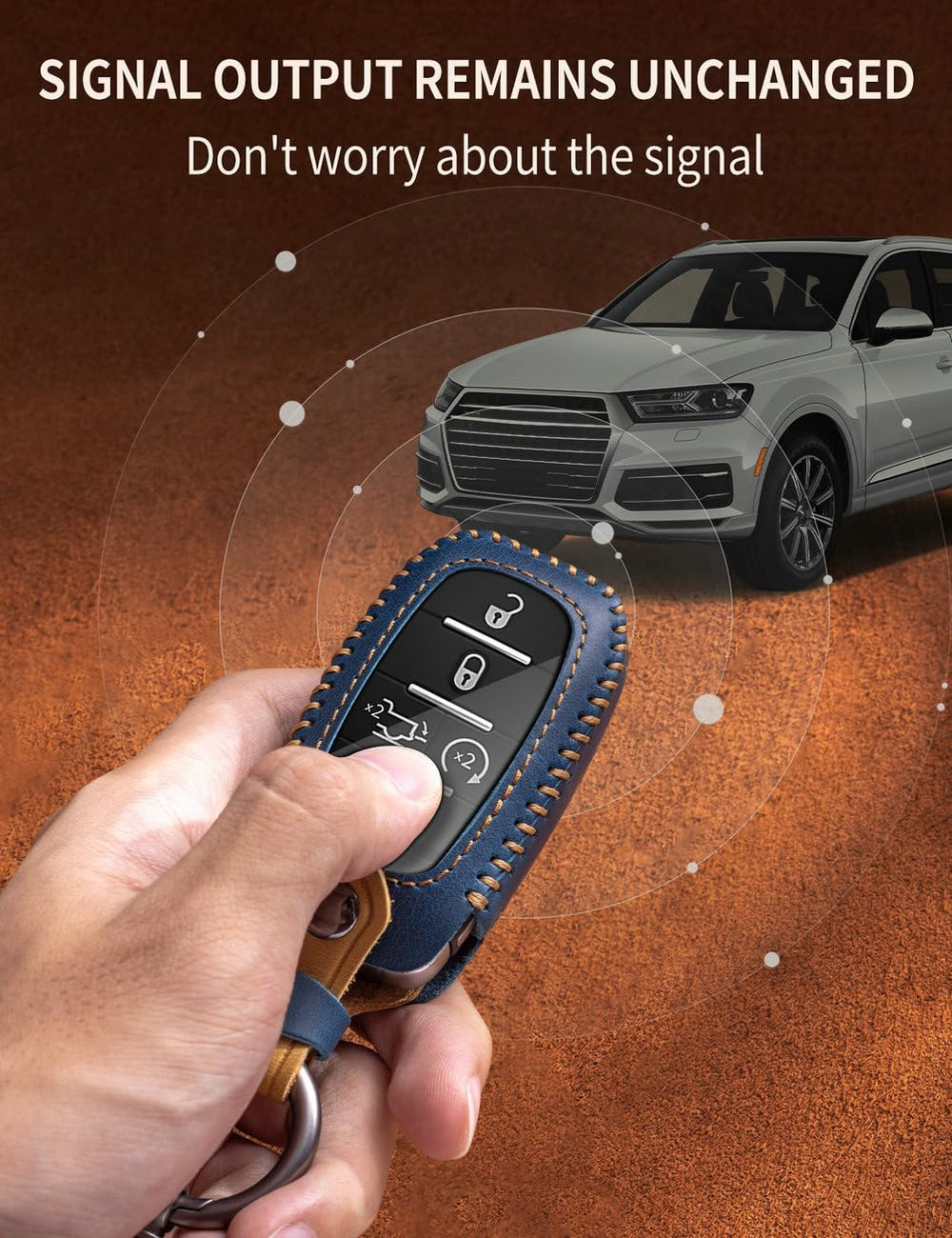 YINEOR TPU layer close-up on Dodge Ram key fob cover for durability.
