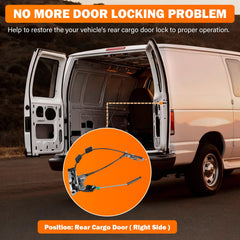 Rear-right door latch installed on a Ford Econoline van