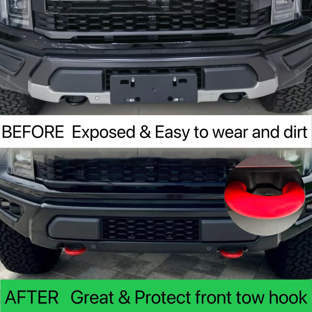 Yinnianets tow hook cover Bronco Base red front view adds color and protection.