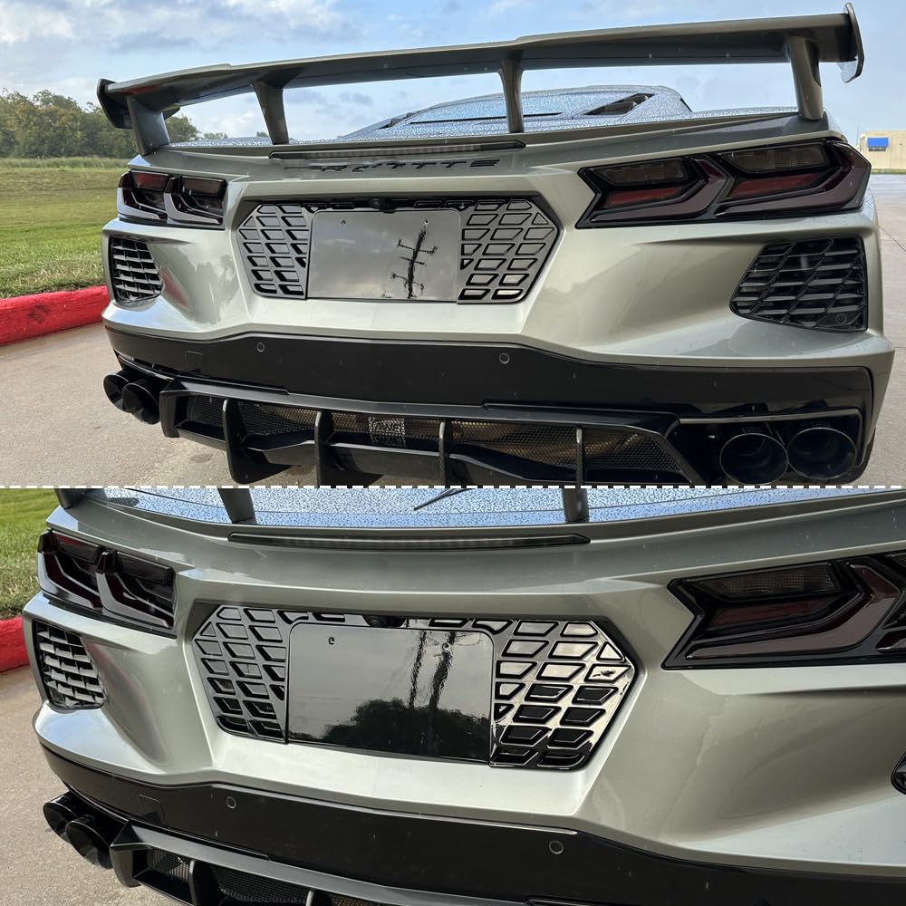 Grill vent insert back guard adds contrast and a finished look to the C8.