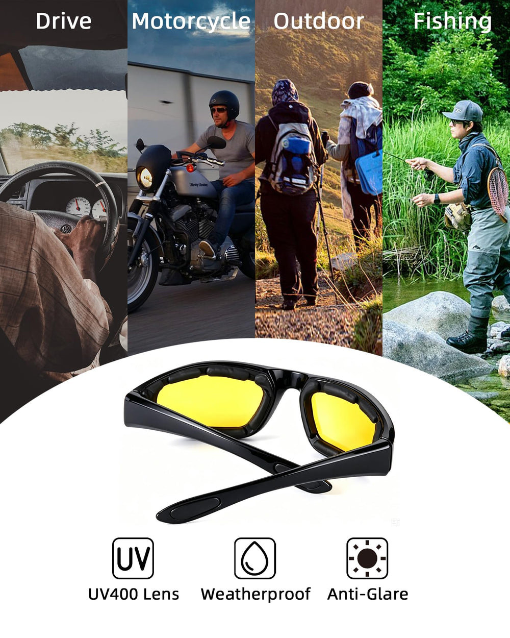 YISUGOOC gray lenses reduce glare for daytime riding.