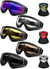 YISUGOOC motorcycle goggles with five lens options for changing light conditions during rides.