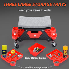 YITAHOME Mechanic Stool injection-molded seat offers durable comfort.