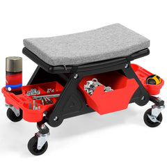 YITAHOME Mechanic Stool seat with trays offers organized space on wheels.