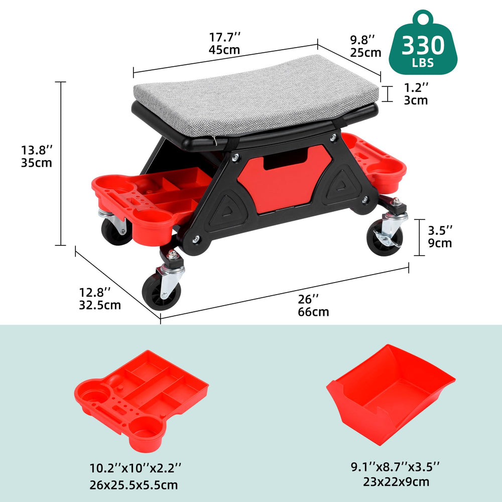 YITAHOME Mechanic Stool steel base provides stable support.