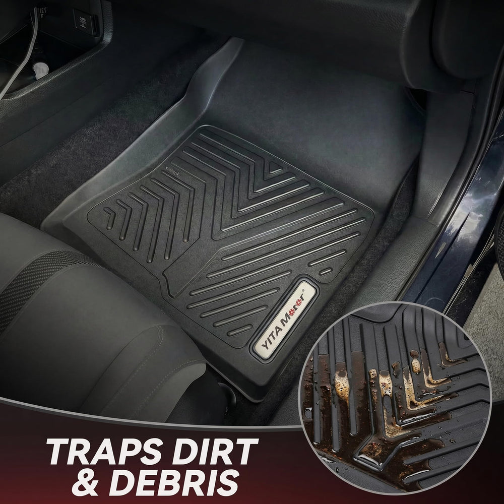 YITAMOTOR Civic all-weather mats withstand extremes and trap debris effectively