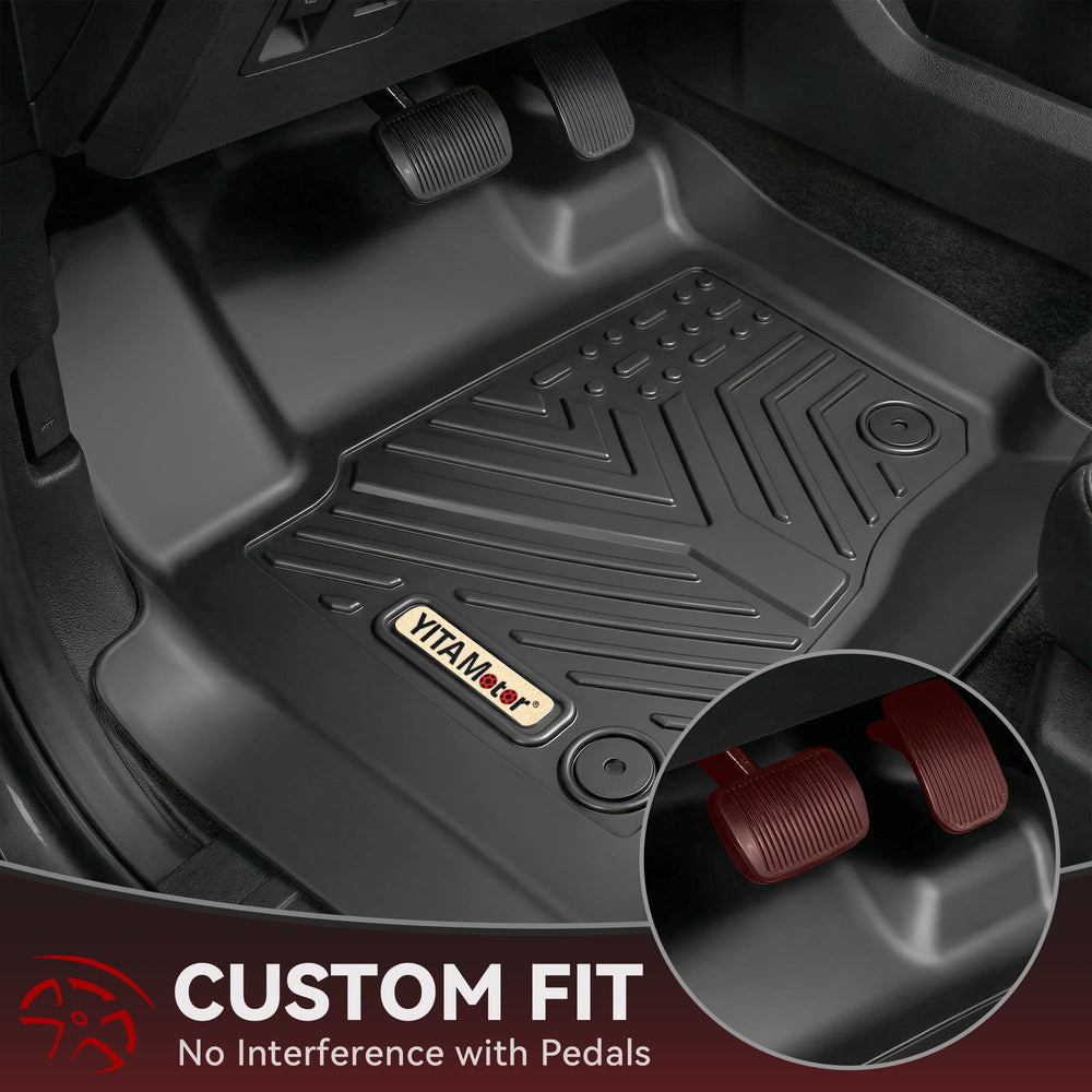 YITAMOTOR Expedition front-row floor mats with anti-slip clips.