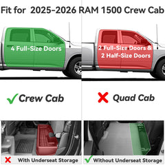 YITAMOTOR RAM 1500 second-row mats safeguard rear seating area against dirt and moisture.