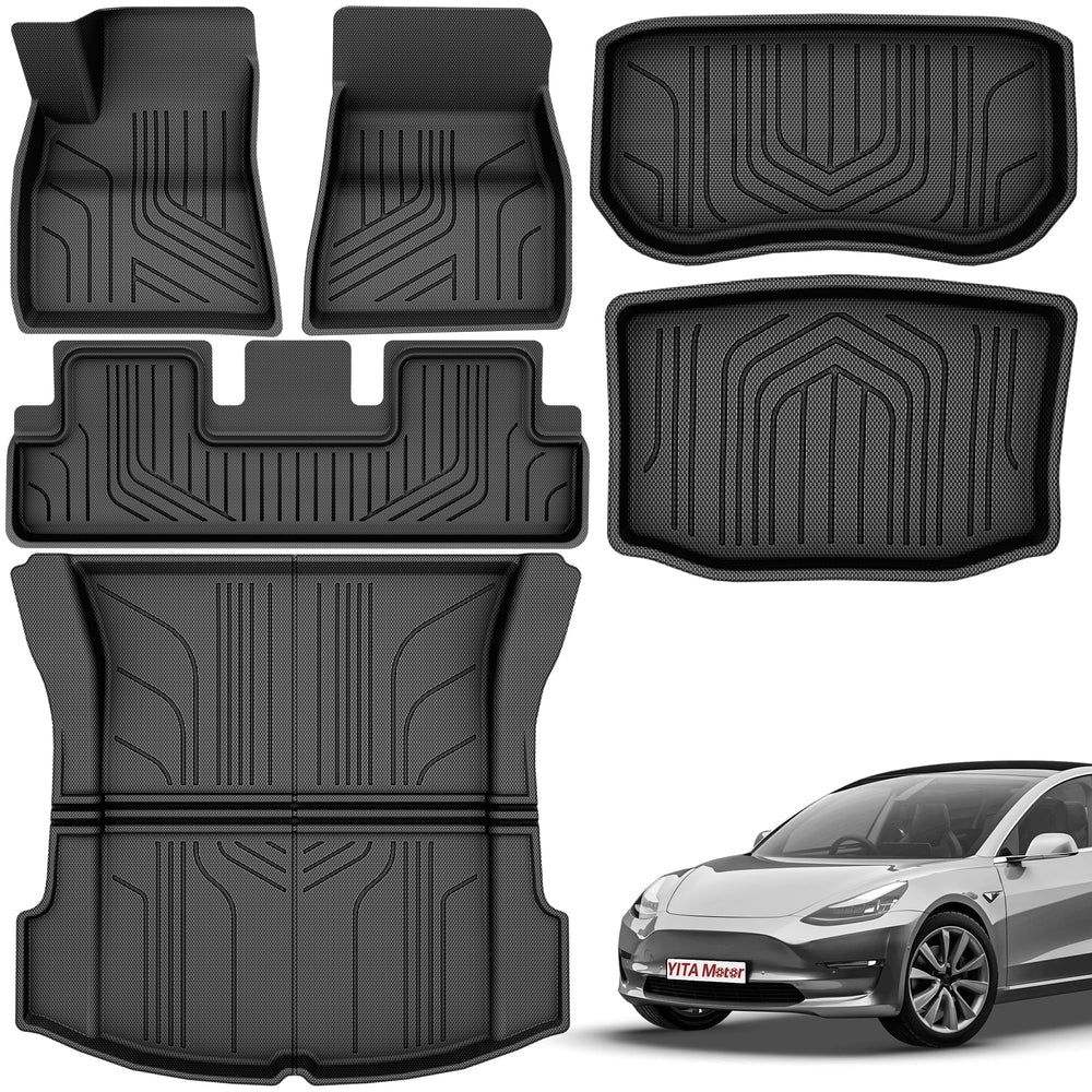 YITAMOTOR Tesla Model 3 floor mats full set shows precise fit and protection.