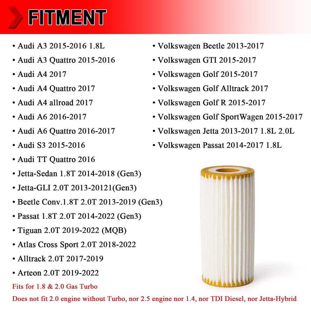 Compatibility chart for VW and Audi models with HU6013Z filter