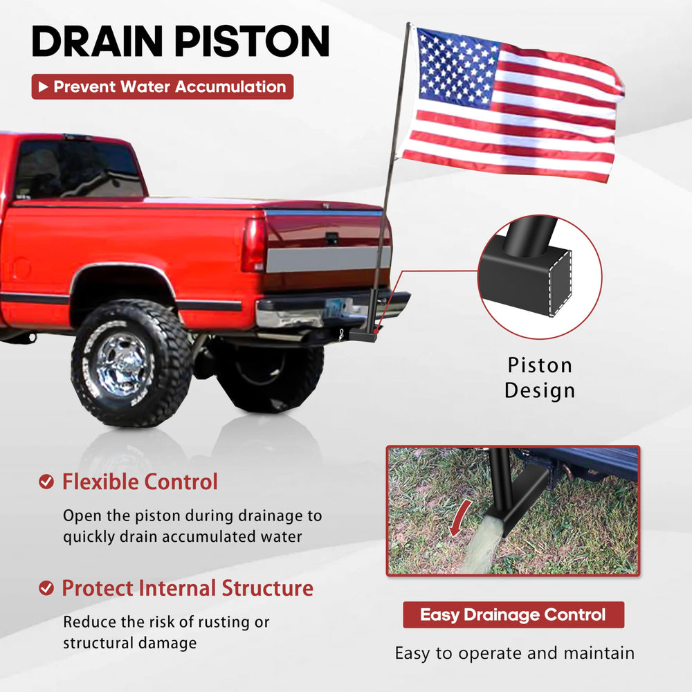 YIYITOOLS drainage piston helps prevent water buildup inside the pole.