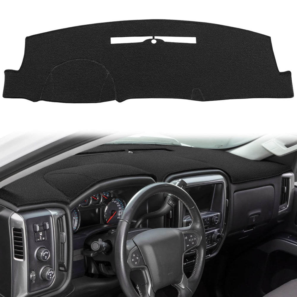 Yiz dash cover on Silverado 1500 dashboard enhances sun protection and style