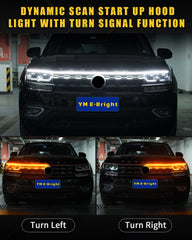 YM E-Bright dual-color amber white switchback hood light strip for daytime running lights.