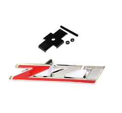 Yoaoo Z71 emblem in red on Silverado grille for authentic styling.