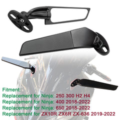 YOBEYI Wing rearview mirror for Ninja 400 with anti-glare glass for improved visibility.