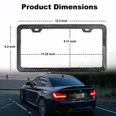 Yogrvner carbon fiber license frame side profile illustrating slim universal fit